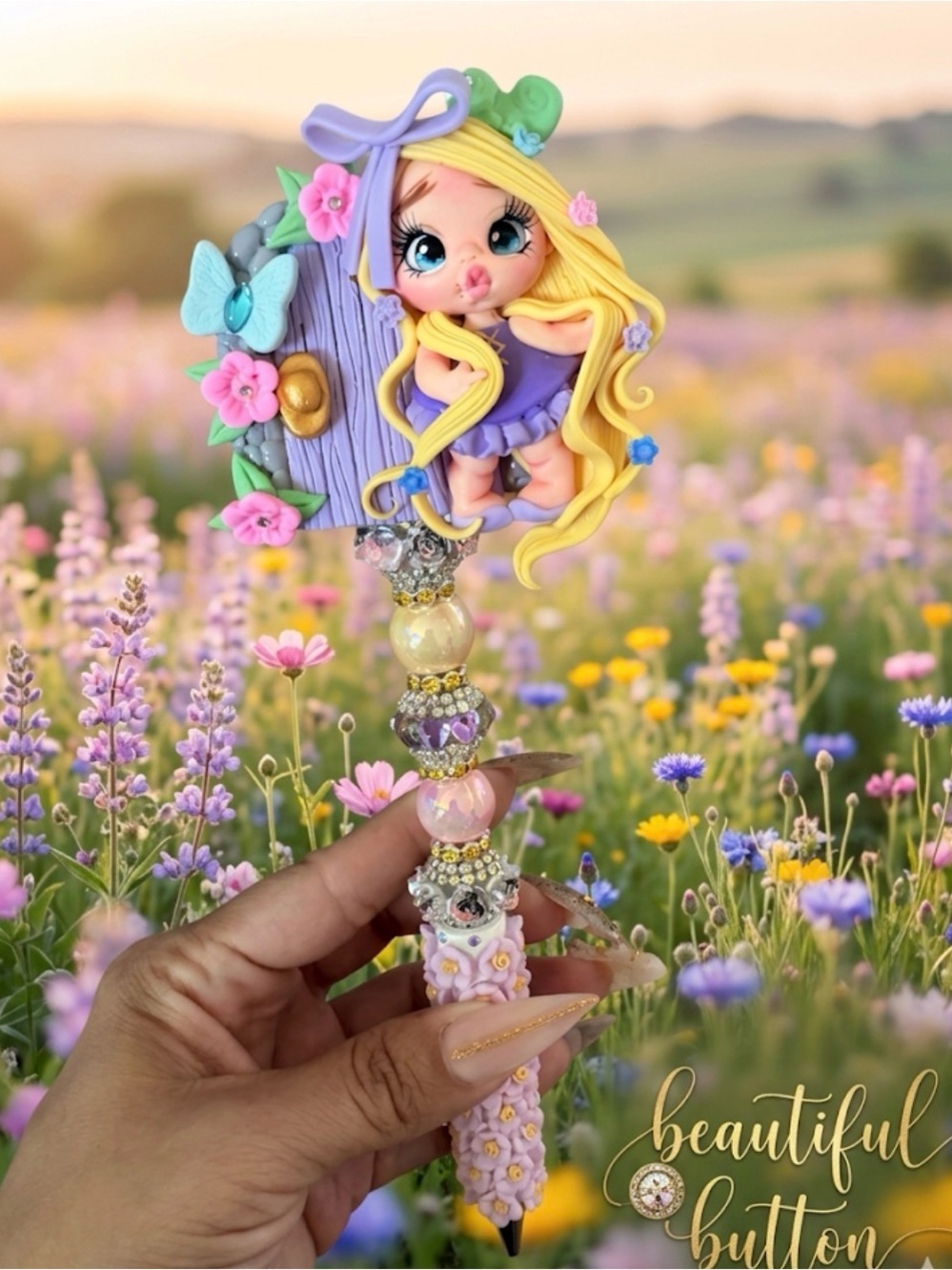 Handcrafted Lavender Fairy Pen - Pink & Purple Decorative Accessory